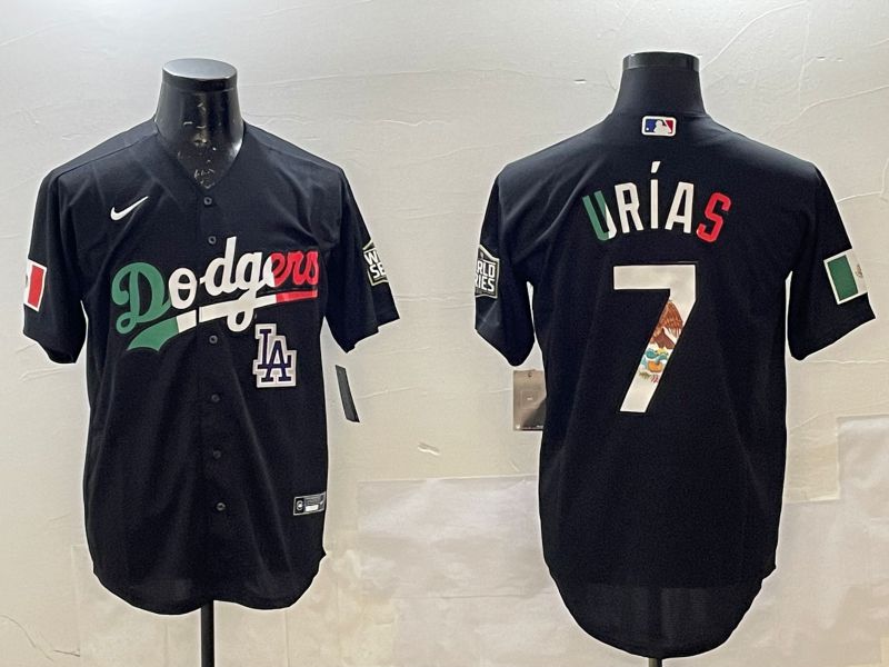 Men Los Angeles Dodgers #7 Urias Black Fashion 2025 Nike MLB Jersey style 10